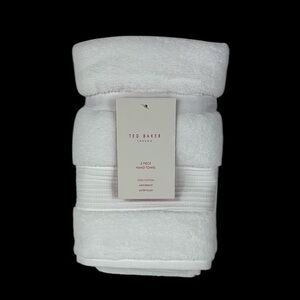 Ted Baker Bath Hand Towel Set White Plush Spa Set of 2 Cotton London NEW